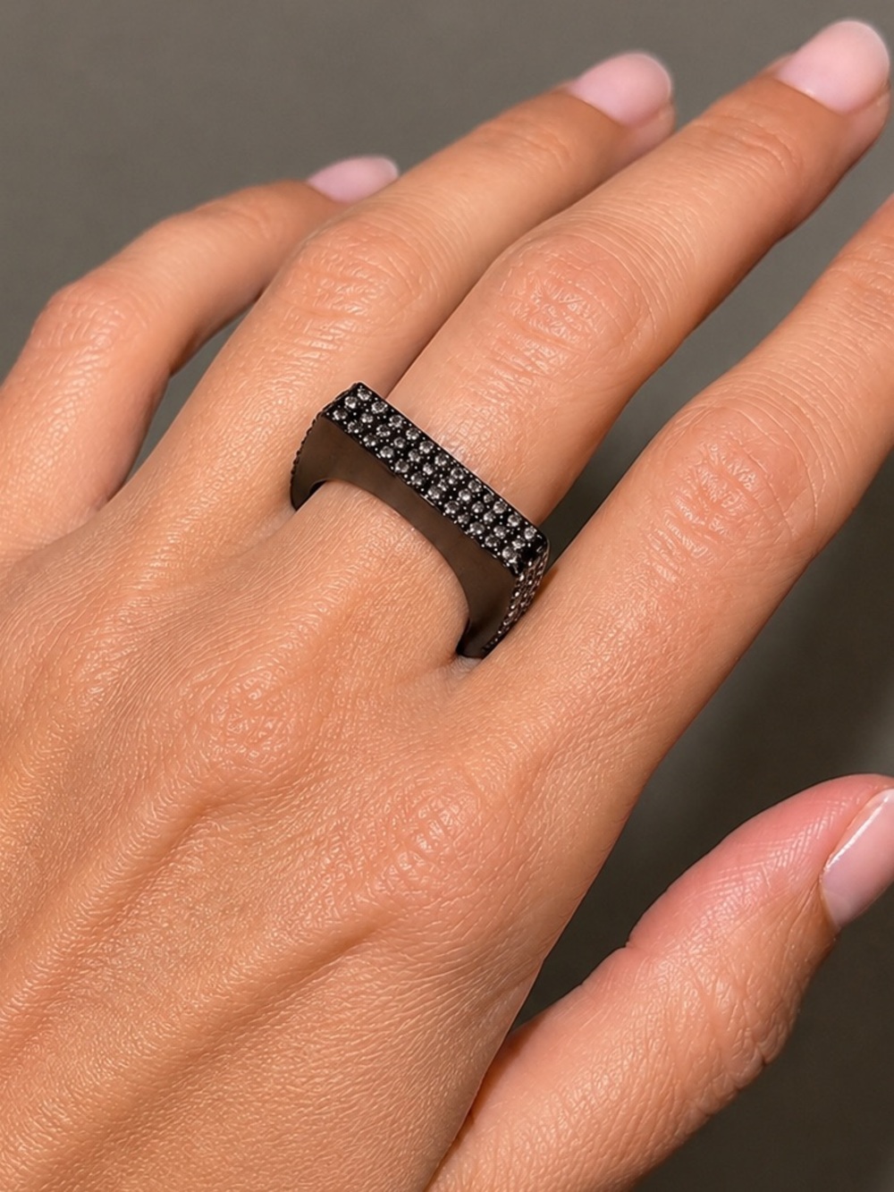 CC Skye Black Geometric Ring - Size 6